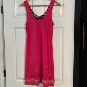 Common Thread fun pink dress with buttons and sequins